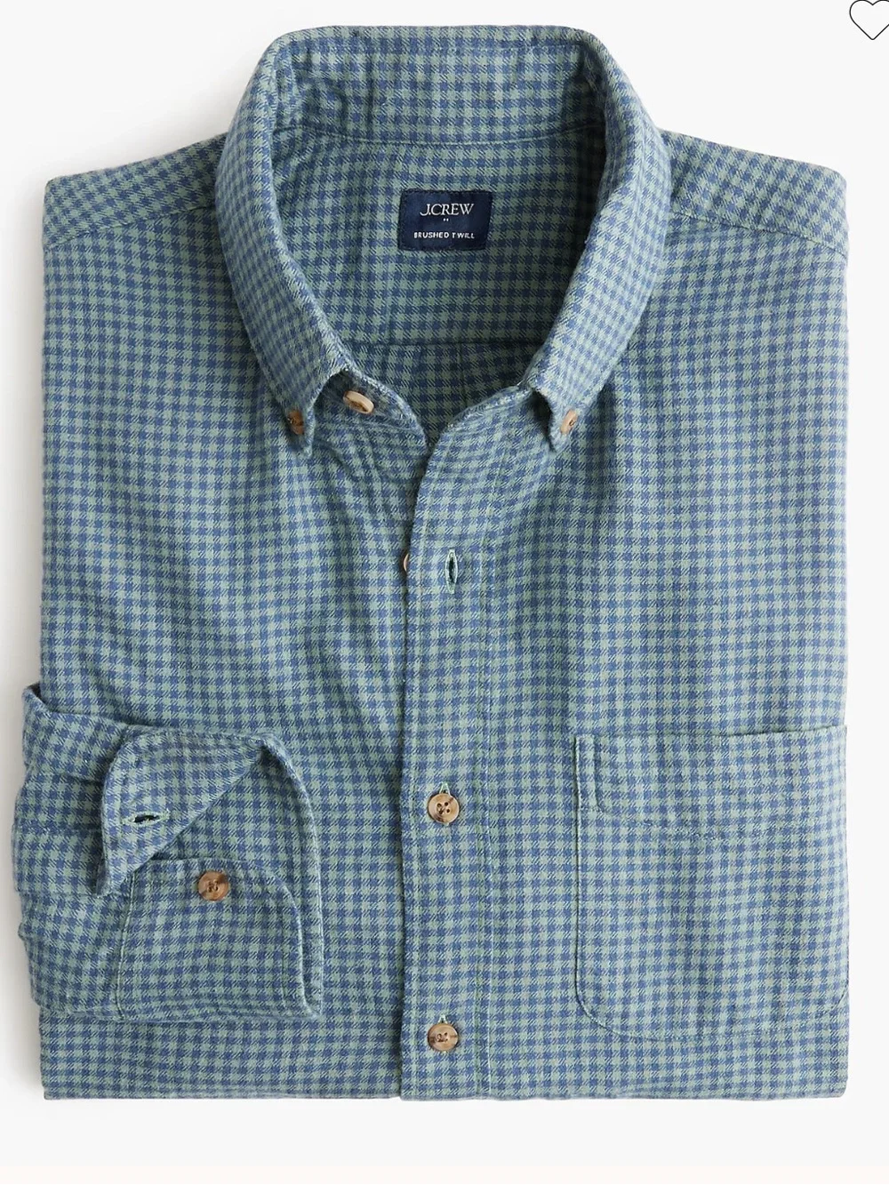 J crew Brushed twill shirt blue green
